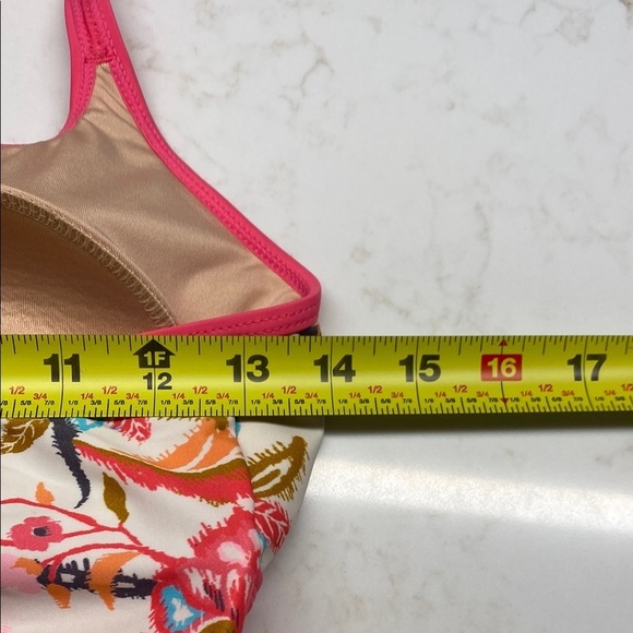 Free Country Tankini Top Pink and Aqua Floral Beach Swim Vacation Size Small - Picture 7 of 10